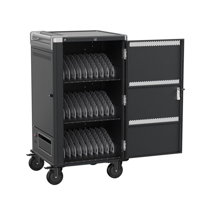 Ewent Ew1700 Armario Carro Carga para 30 Dispositivos con Carga Inteligente, Estantes Divisores Flexibles y Gestión de Cables