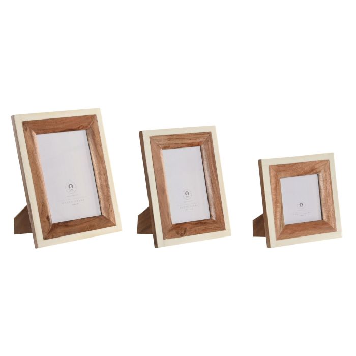 Marco Foto Colonial DKD Home Decor Natural Blanco 2 x 24 x 19 cm Set de 3 Marco Foto Colonial DKD Home Decor Natural Blanco 2 x 24 x 19 cm Set de 3