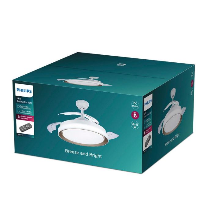 Philips Ventilador de Techo Bliss con Luz LED, Color Dorado, Ø106 cm, Mando a Distancia, 28W + 35W, 4500 lm, 2700K-5500K 1