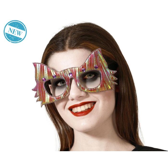 Gafas Grandes Multicolor Con Orejas De Lobo Y Brillos 20x10 cm Para Fiestas Y Disfraces