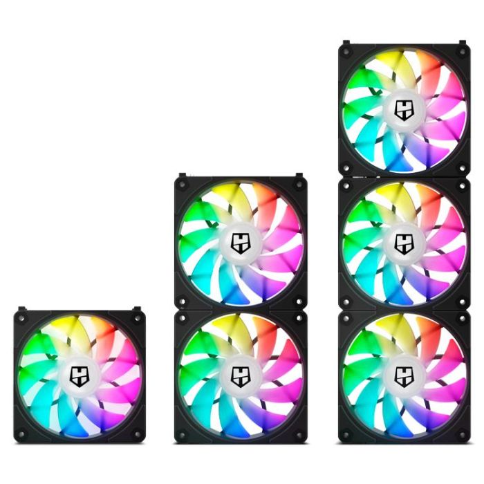 Nox NXHUMMEREASYLINKBK Pack 3 Ventiladores Hummer Easy Link ARGB PWM 120mm para PC, Conexión sin cables, Ultrasilenciosos 5