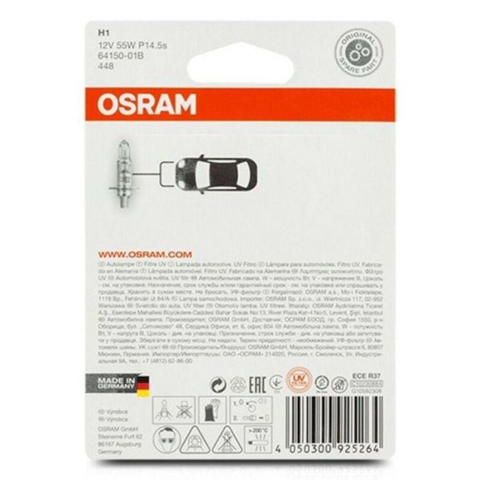 Osram H1-01B Bombilla Halógena P14,5S 12V 55W OS64150-01B 2 Osram H1-01B Bombilla Halógena P14,5S 12V 55W OS64150-01B 2