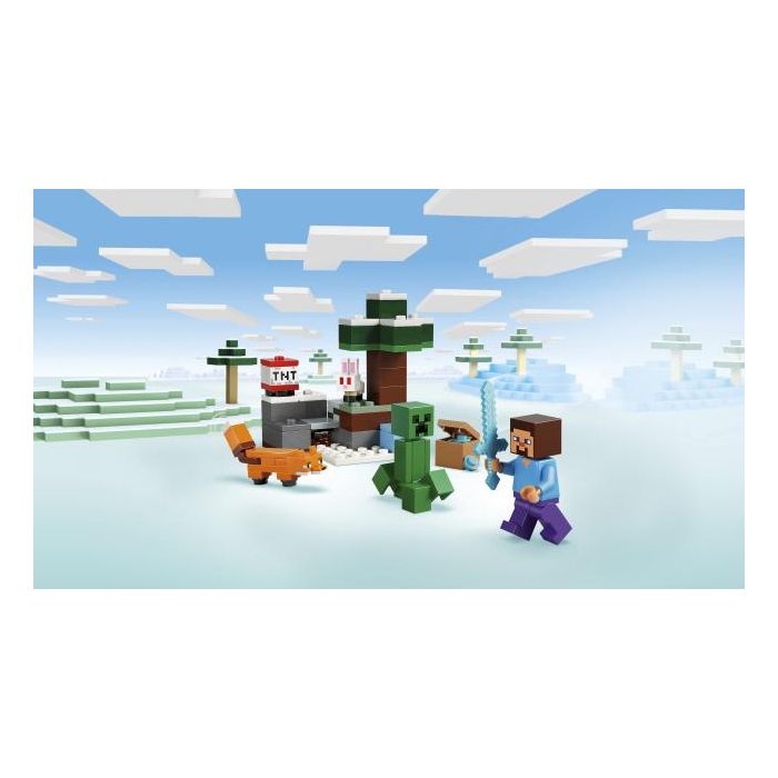 LEGO 21583 Minecraft La Aventura de Steve en la Taiga - Set de Construcción 79 Piezas con Figura de Steve, Creeper, Zorro y Conejo para Niños +6 Años