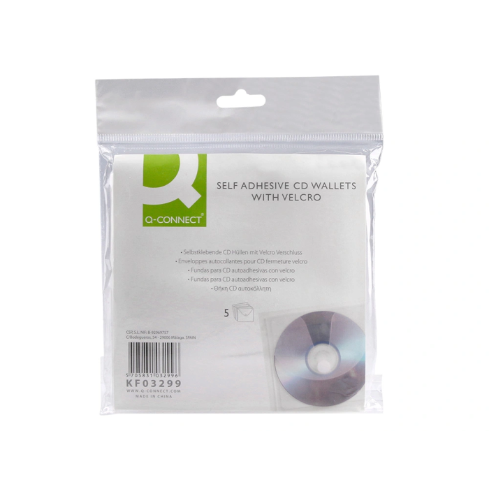 Q-connect Sobre para CD/DVD Polipropileno Transparente con Cierre Velcro Bolsa 5 Unidades 2 Q-connect Sobre para CD/DVD Polipropileno Transparente con Cierre Velcro Bolsa 5 Unidades 2