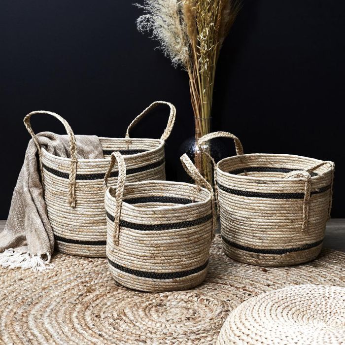 Home Deco Factory Juego de 3 Cestas Mirage Ecológicas con Asas 1