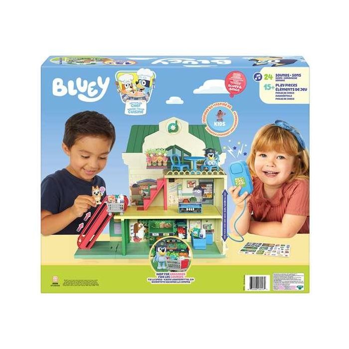 Supermercado bluey. escalera mecánica, con más de 24 sonidos y 2 figuras exclusivas 1