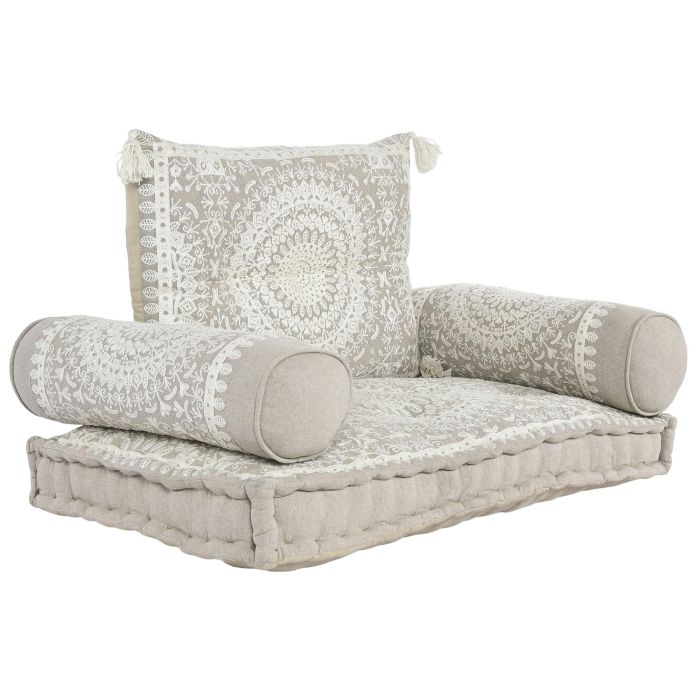 DKD Home Decor Sillon Rajna de Algodón Beige Blanco - Set de 4 - Ancho 90cm x Fondo 56cm x Alto 55cm - Asiento 16 cm 4 DKD Home Decor Sillon Rajna de Algodón Beige Blanco - Set de 4 - Ancho 90cm x Fondo 56cm x Alto 55cm - Asiento 16 cm 4