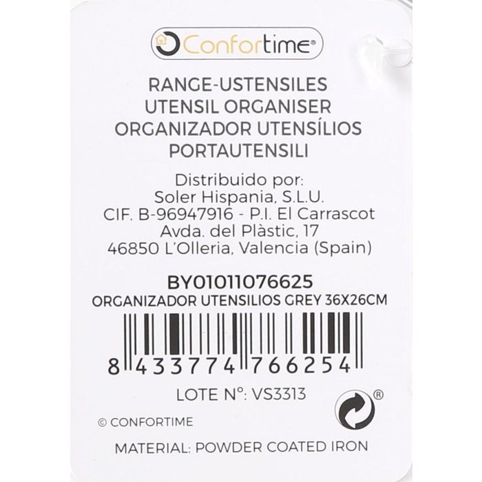 Organizador de utensilios gris 36x26 cm Confortime (10 Unidades) 4 Organizador de utensilios gris 36x26 cm Confortime (10 Unidades) 4