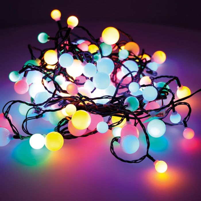 Lumineo Guirnalda "Cherry" 120 LEDs Multicolor Exterior 9 m con Temporizador 8h/16h