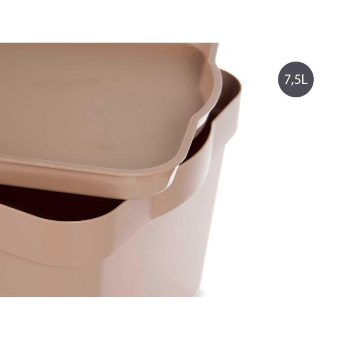 Caja Plastico Con Tapa 7,5L Beige Kipit 21X14CM (12 Unidades) 3 Caja Plastico Con Tapa 7,5L Beige Kipit 21X14CM (12 Unidades) 3