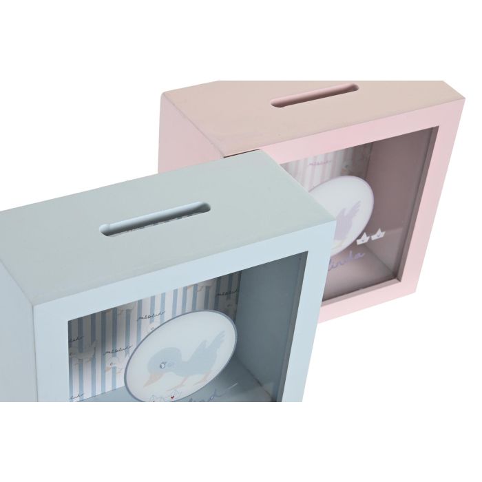 DKD Home Decor Hucha Baby Patito Lindo 23 Rosa Azul Multicolor 7 x 18 x 18 cm (6 Unidades) 1