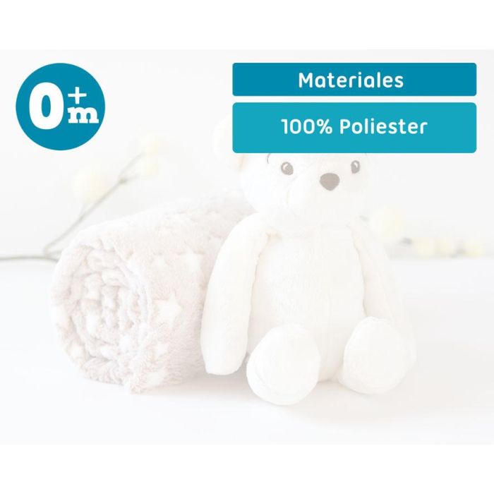 Oso De Peluche Blanco Con Mantita De Estrellas 4