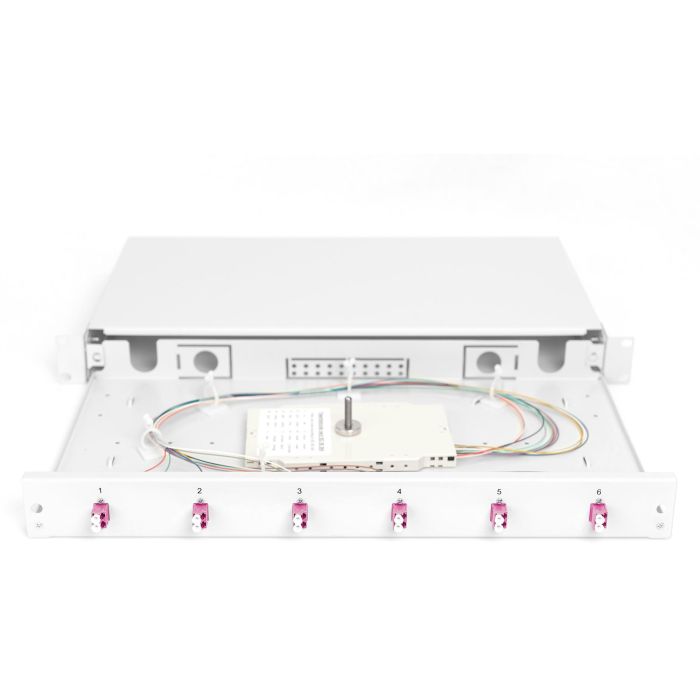 DIGITUS LWL Spleißbox 1HE bestückt 6x LC DX OM4 grau 4