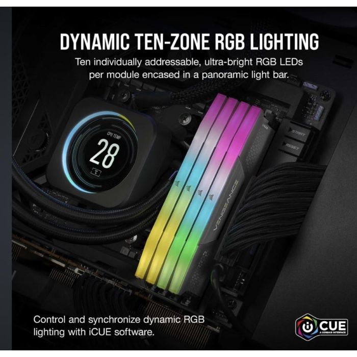Corsair CMG32GX5M2B5600Z40 Memoria RAM Vengeance RGB DDR5 32GB (2x16GB) PC5600 5600MHz para Ordenador 1 Corsair CMG32GX5M2B5600Z40 Memoria RAM Vengeance RGB DDR5 32GB (2x16GB) PC5600 5600MHz para Ordenador 1