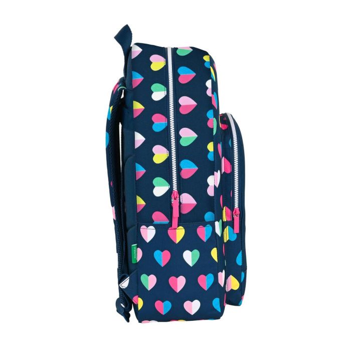 Mochila Escolar Benetton Corazones Azul marino 30 x 46 x 14 cm 2