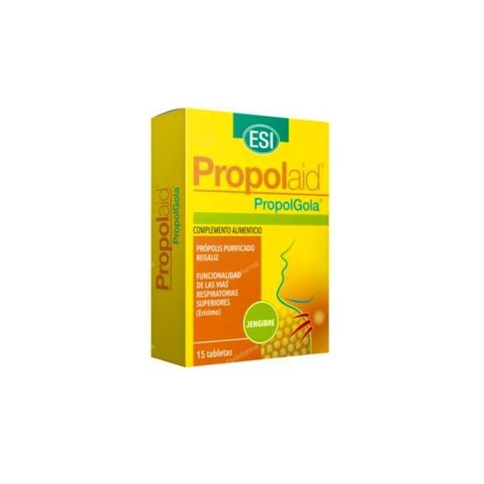 Propolaid Propolgola Jengibre 15 Comprimidos para Vías Respiratorias y Garganta con Propóleo y Regaliz