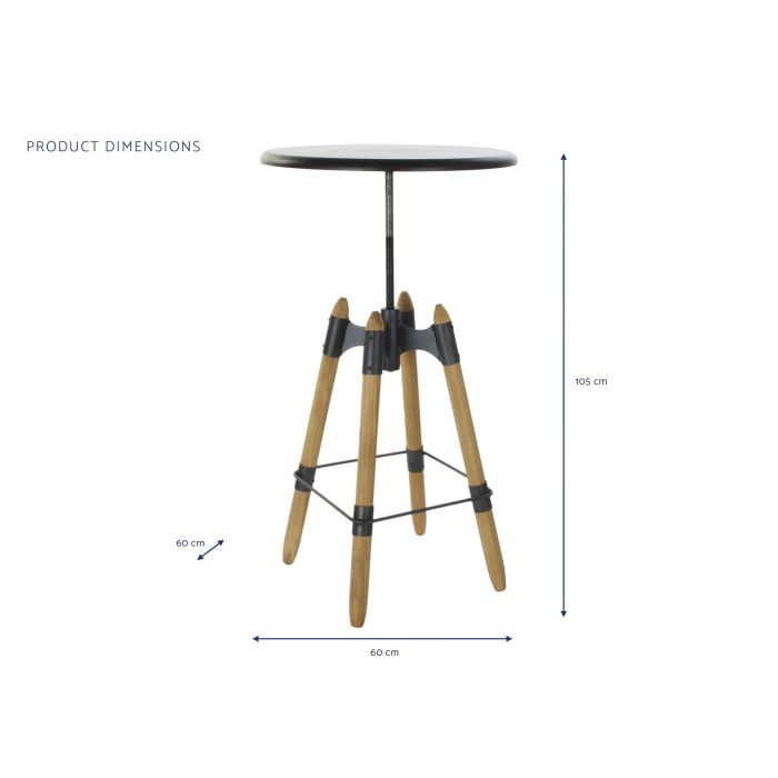 DKD Home Decor Mesita Auxiliar Vintage Natural Negro Metal Madera 60 x 105 x 60 cm 5