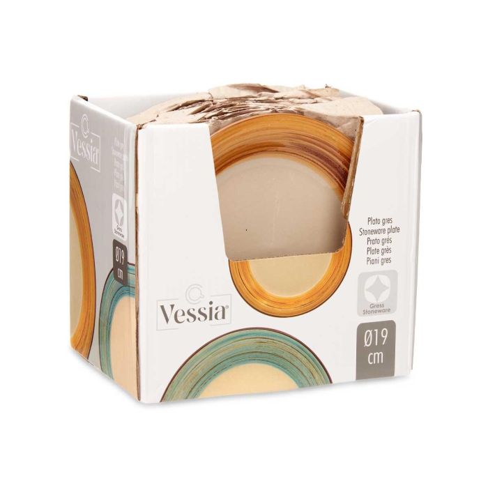 Vessia Plato Postre Gres Cenefa 3D Marron 19 cm (Set de 24) 2