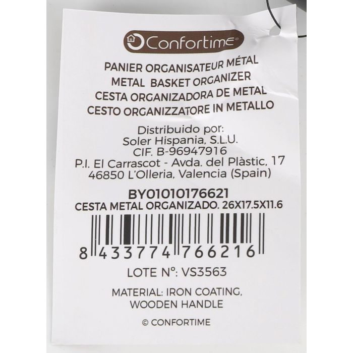 Cesta de metal organizador Confortime 26x17.5x11.6 cm (12 Unidades) 6 Cesta de metal organizador Confortime 26x17.5x11.6 cm (12 Unidades) 6
