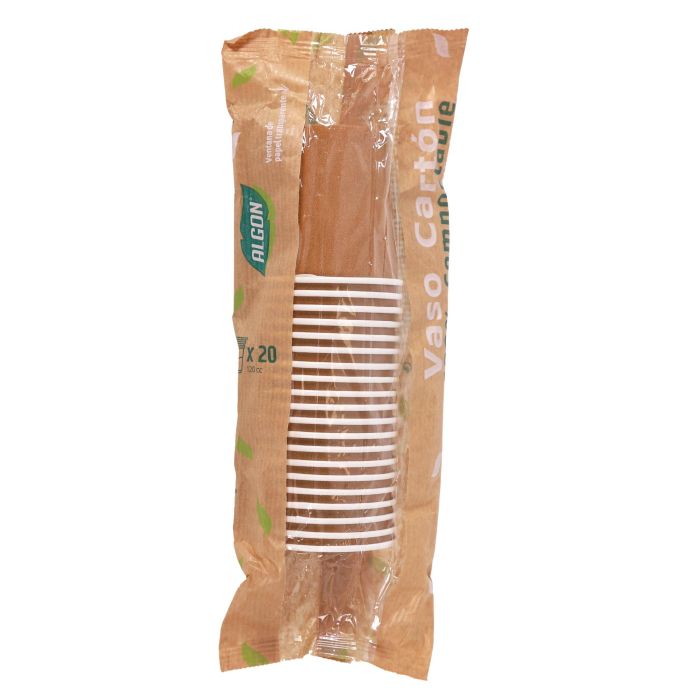 Set de 20 vasos de cartón Kraft 120 cc - Algon (24 Cajas) 1 Set de 20 vasos de cartón Kraft 120 cc - Algon (24 Cajas) 1