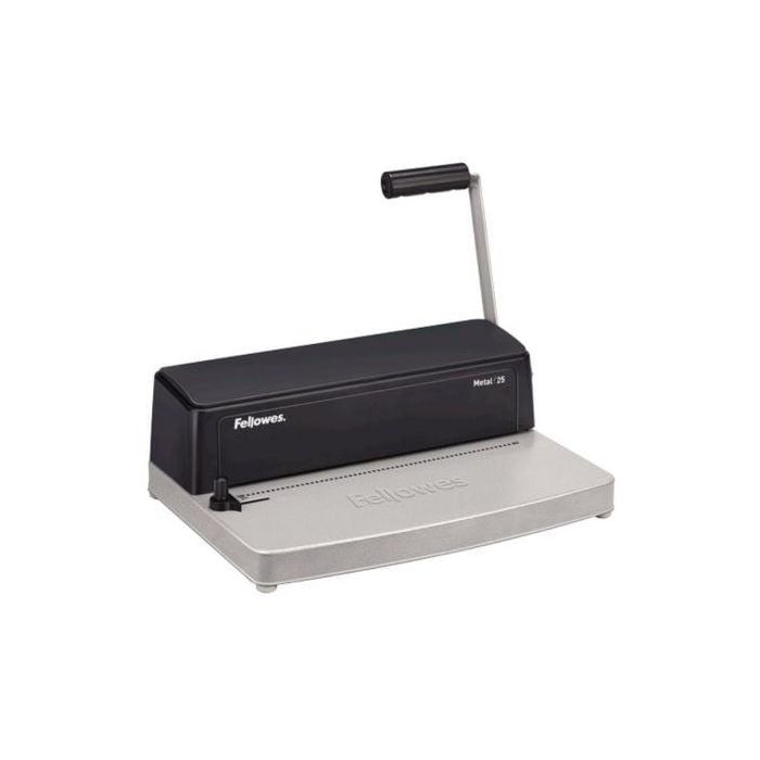 Fellowes Metal 25 Encuadernadora Espiral Perfora 10 Hojas A4 y Encuaderna 450 Hojas con Paso 5:1. Base Metálica. Fellowes Metal 25 Encuadernadora Espiral Perfora 10 Hojas A4 y Encuaderna 450 Hojas con Paso 5:1. Base Metálica.