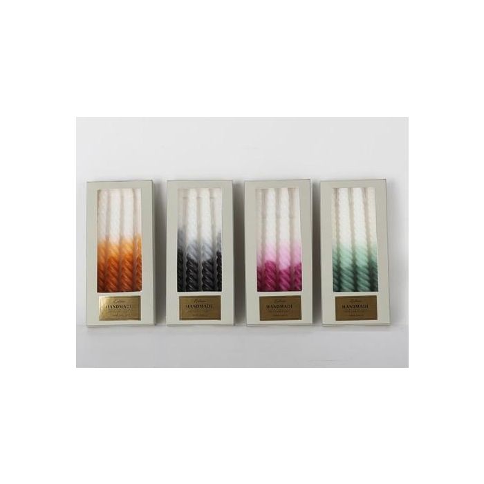 DKD Home Decor Vela Decorativa de Cera Bicolor, Set de 4 Unidades, 20 cm Alto x 2 cm Ancho x 2 cm Largo, 32 gramos