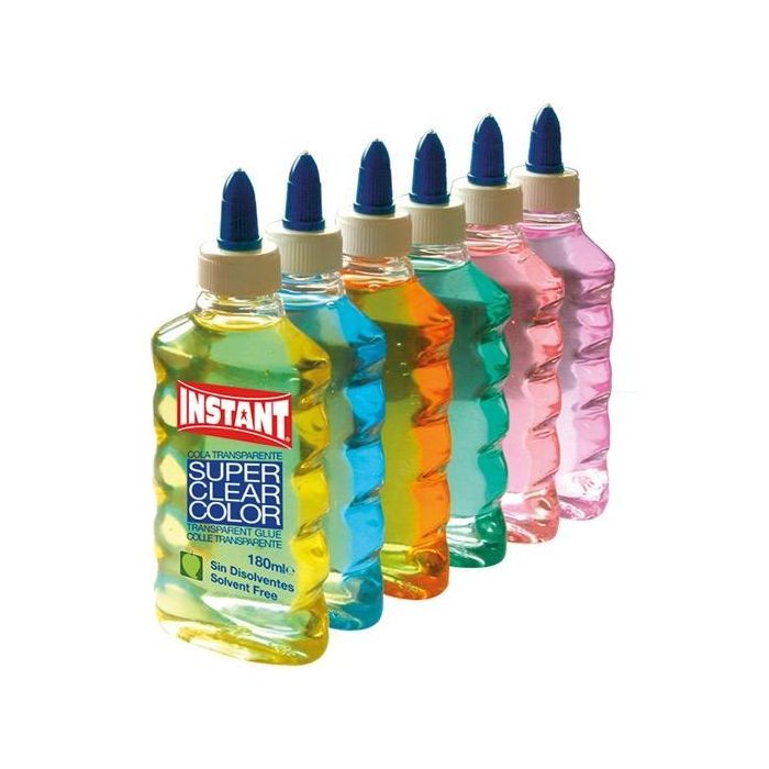 Instant Cola Líquida Superclear Transparente para Decoración, Manualidades y Slime 180 mL (6 Unidades) (6 Unidades)