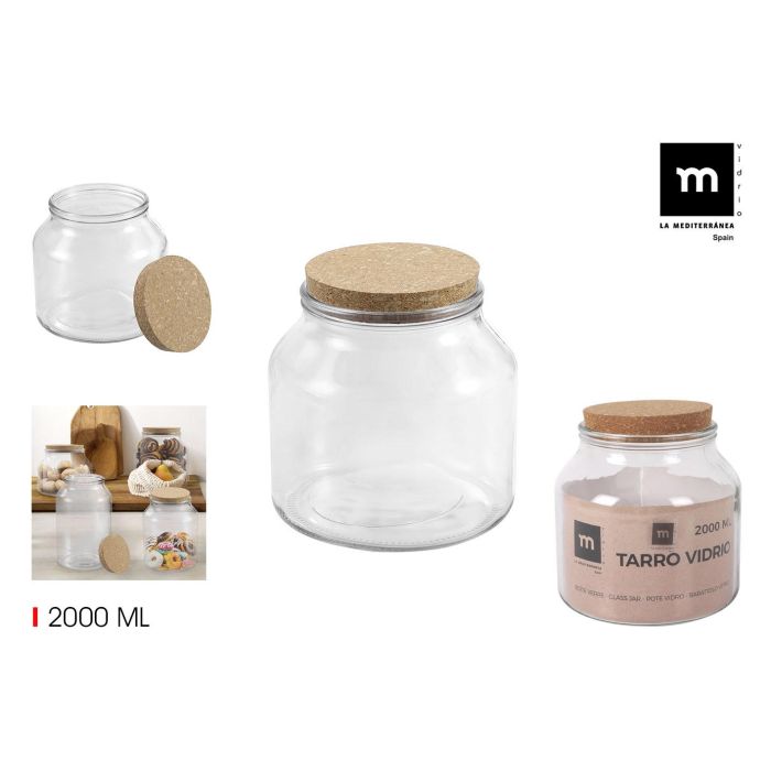 Tarro de vidrio con tapón de corcho 2000 ml - La Mediterranea (6 Unidades) Tarro de vidrio con tapón de corcho 2000 ml - La Mediterranea (6 Unidades)