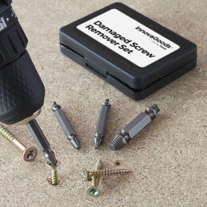 Brocas para Extraer Tornillos Dañados InnovaGoods 4 Unidades 4 Brocas para Extraer Tornillos Dañados InnovaGoods 4 Unidades 4