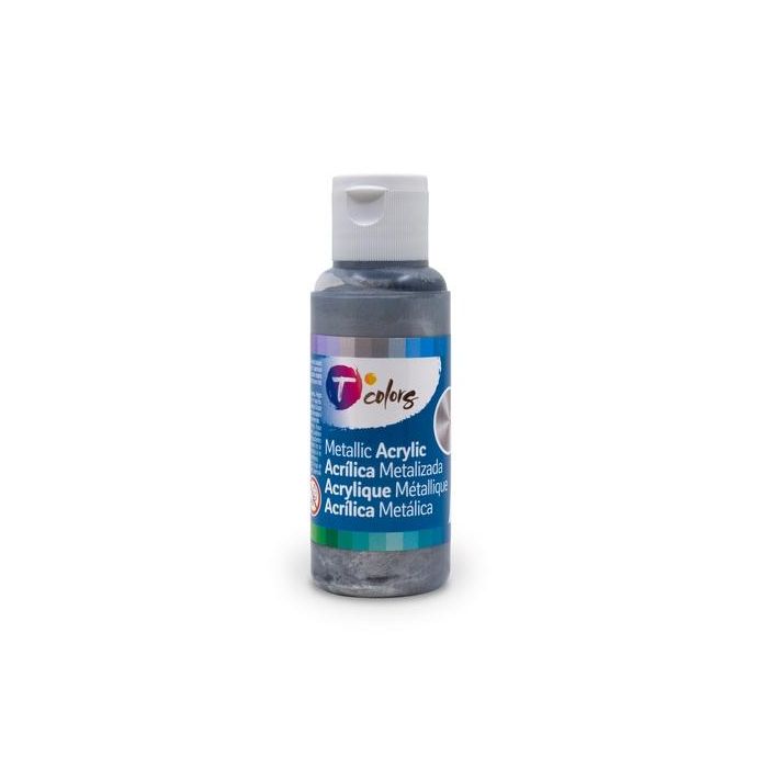 Pintura Acrilica Tcolors 80 Ml (Botella) Plata