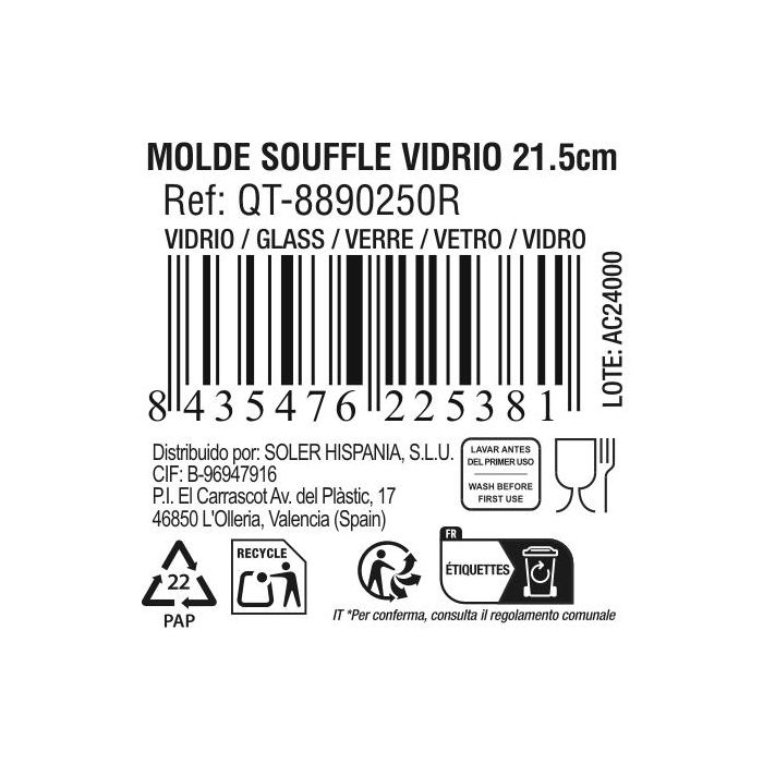 Quttin Molde Souffle de Vidrio 21.5 cm (4 Unidades) 3