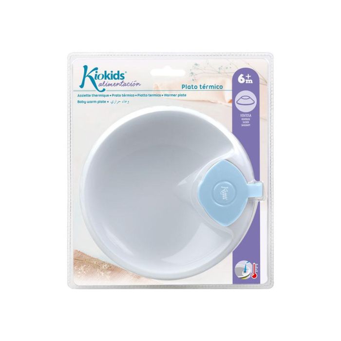 KioKids Plato Térmico con Ventosa Antivuelco Azul para Bebé +4 Meses 4 KioKids Plato Térmico con Ventosa Antivuelco Azul para Bebé +4 Meses 4