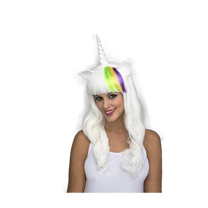 Peluca larga blanca unicornio Peluca larga blanca unicornio
