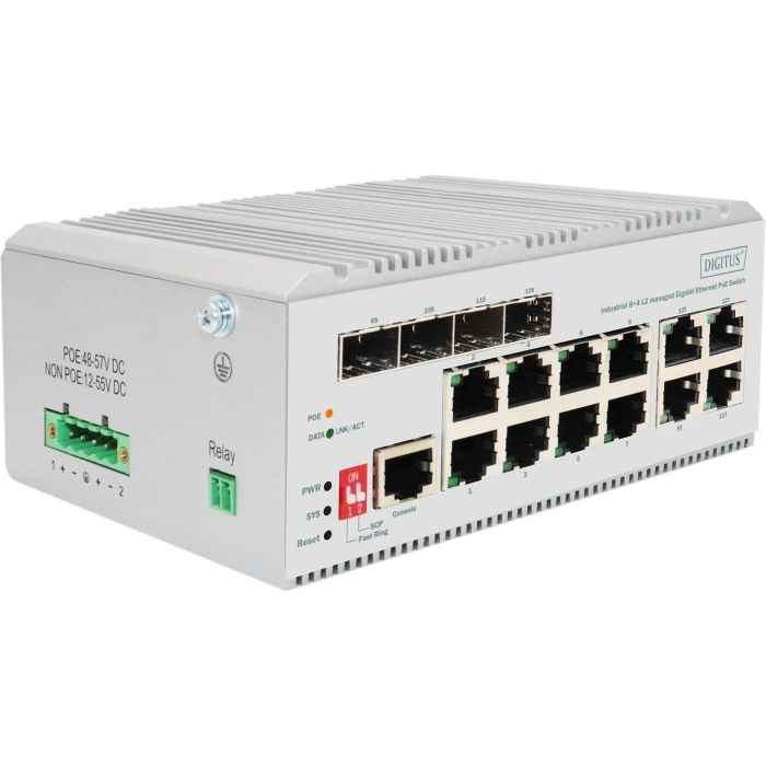 Digitus Industrial Gigabit Ethernet PoE Switch L2 Managed, 8+4 Puertos