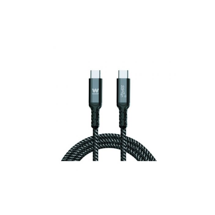 Cable USB 3.1 Tipo-C Woxter PE26-184/ USB Tipo-C Macho - USB Tipo-C Macho/ Hasta 100W/ 10Gbps/ 2m/ Negro