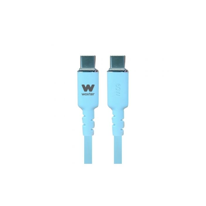 Cable USB 2.0 Tipo-C Woxter PE26-188/ USB Tipo-C Macho - USB Tipo-C Macho/ Hasta 60W/ 480Mbps/ 1.2m/ Azul