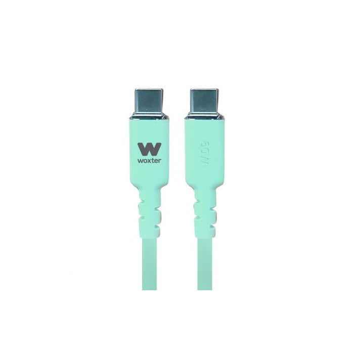 Cable USB 2.0 Tipo-C Woxter PE26-189/ USB Tipo-C Macho - USB Tipo-C Macho/ Hasta 60W/ 480Mbps/ 1.2m/ Verde