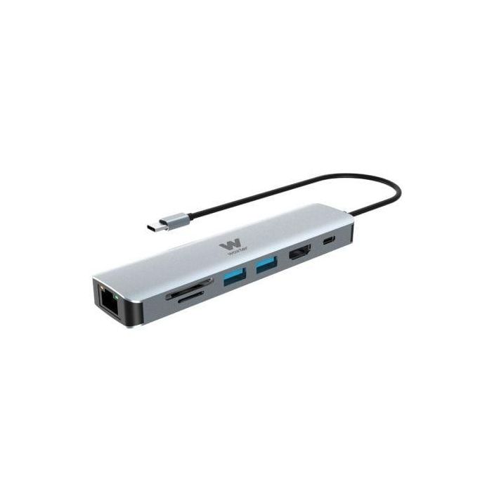 Docking USB Tipo-C Woxter PE26-181/ 1xHDMI/ 2xUSB/ 1xLector de Tarjetas/ 1xRJ45/ 1xMicroUSB/ Gris