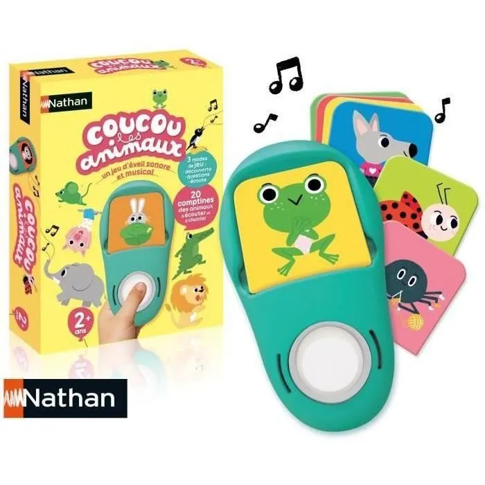Nathan Hola animales Juego Electrónico Infantil con 20 Cartas, Aprende Canciones de Animales, 3 Modos de Juego, para Niños y Niñas a Partir de 2 Años 1