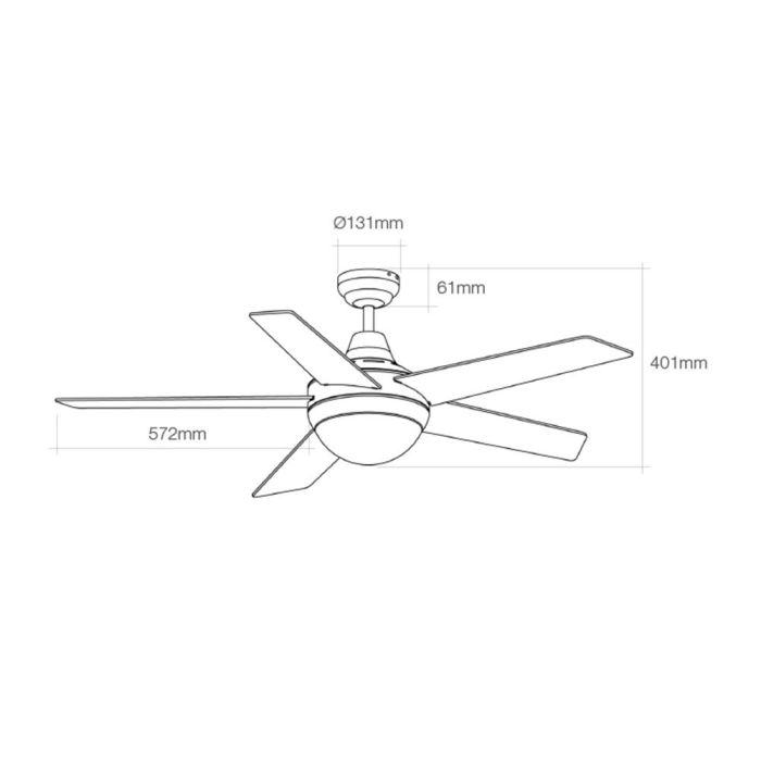 Ventilador de techo modelo adriatico. color blanco. potencia: 60w aspas: ø132cm con mando a distancia edm 1