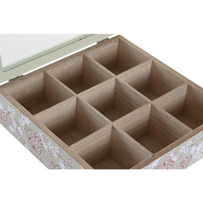 DKD Home Decor Ivy&daisy 2022 Caja de Infusiones Tradicional Verde Beige 24 x 6.5 x 24 cm (4 Unidades) 3