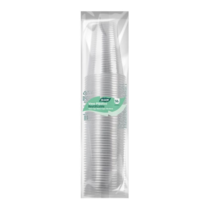 Set de 50 vasos transparentes 200 cc Algon (18 Cajas) 1 Set de 50 vasos transparentes 200 cc Algon (18 Cajas) 1