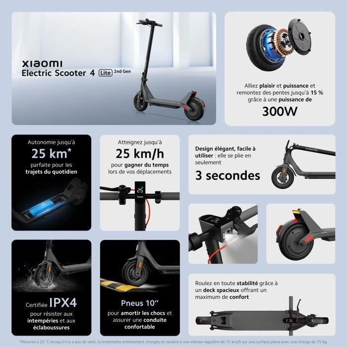 Patinete eléctrico - XIAOMI - Patinete eléctrico 4 Lite 2ª generación - Neumáticos 10 - 300W Max - 10,4Ah - Autonomía 25km 3 Patinete eléctrico - XIAOMI - Patinete eléctrico 4 Lite 2ª generación - Neumáticos 10 - 300W Max - 10,4Ah - Autonomía 25km 3