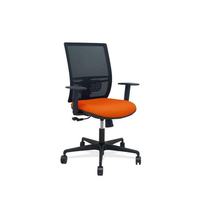 Silla Piqueras Y Crespo Yunquera Brazos Regulable Ergonomica Mecanismo Sincro Respaldo Malla Negra Asiento Tapizado Bali Naranja Oscuro