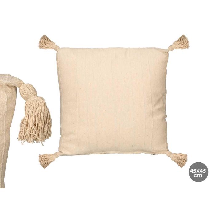 Giftdecor Cojín Relieve Rayas Beige 45x45 cm - Algodón/Poliéster Decorativo para Sofá/Cama (8 Unidades)