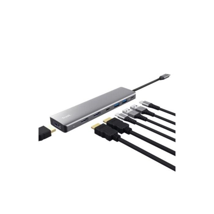 Docking USB Tipo-C Trust Dalyx/ 2xUSB/ 2xHDMI/ 1xDisplayPort/ 1xUSB Tipo-C PD/ Gris 1 Docking USB Tipo-C Trust Dalyx/ 2xUSB/ 2xHDMI/ 1xDisplayPort/ 1xUSB Tipo-C PD/ Gris 1