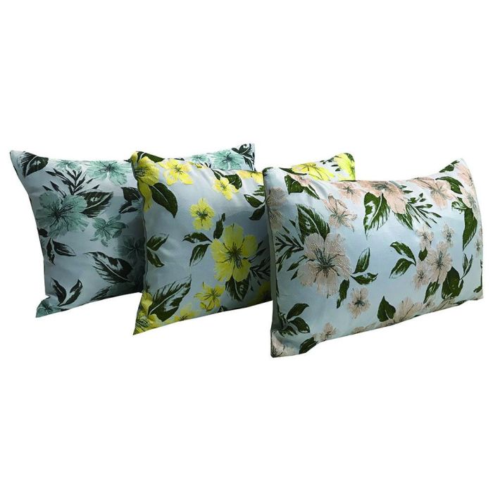 DKD Home Decor Cojín Shabby Estampado Floral de Poliéster Jacquard Amarillo Verde 50x10x30 cm (6 Unidades)