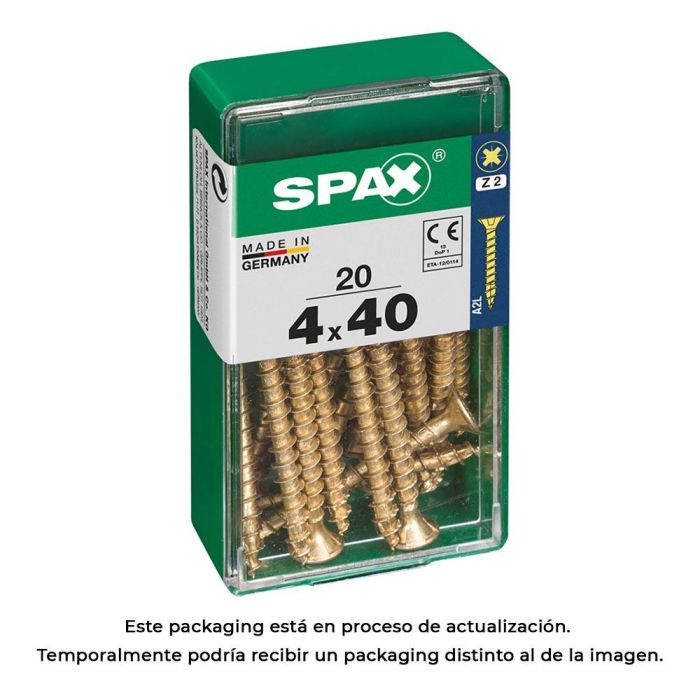 Spax 4081020400401 Tornillo de Madera Universal Rosca Completa Cabeza Plana Yellox 4,0x40mm - Caja 20 Unidades Ranura Cruz Z2 4CUT