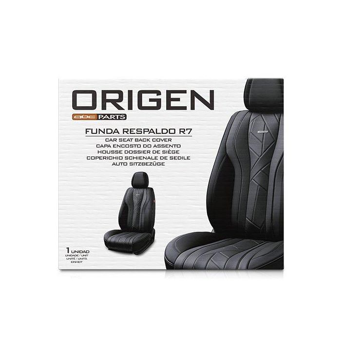 Origen R7 ORG80126 Funda de Respaldo Universal Negra para Asientos de Coche, Símil Piel, Compatible con Airbag Lateral 3