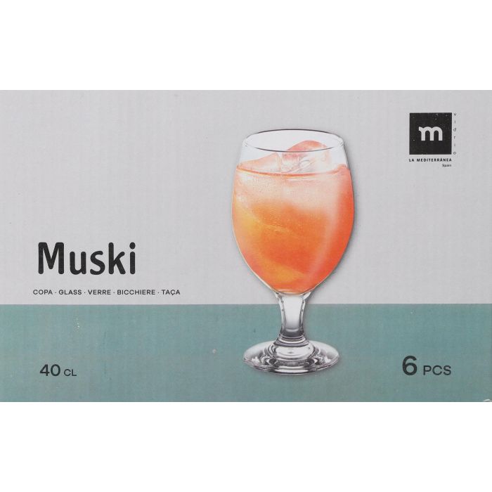 La Mediterranea Set de 6 Copas Muski 400 cc, Colección Bodega, Ø7,4 x 16,2 cm (4 Cajas) 1